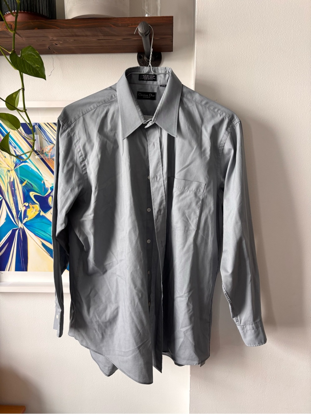 Christian Dior Men's Long-Sleeve Dress Shirt - Blue Gray